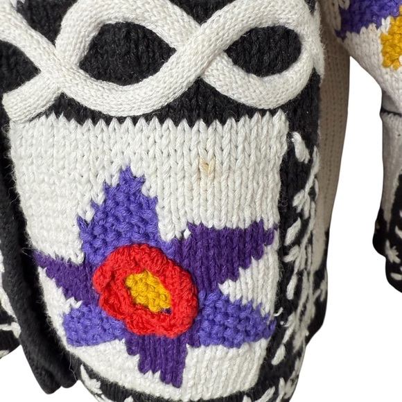 VTG 90s Crochet Knit Cardigan Floral Patchwork Boho Dopamine Dressing M - Picture 6 of 11